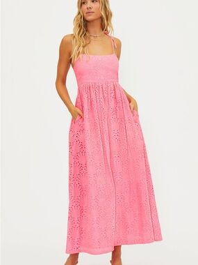 Beach Riot Pink Eyelet Tie-Strap Maxi Dress
